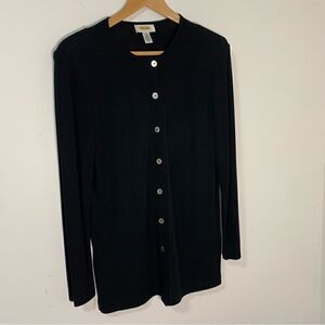 Talbots Woman Black Thin Rayon Long Cardigan Sweater Size Small
